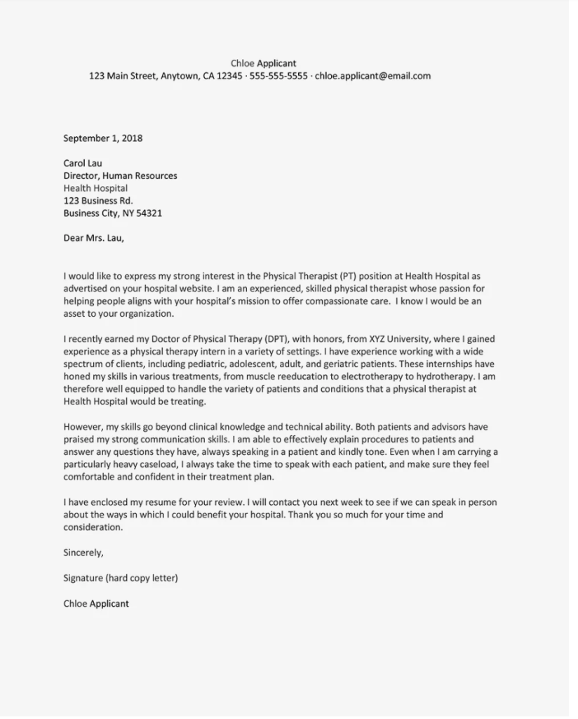 Cover Letter Physical Therapist from nwtech.edu