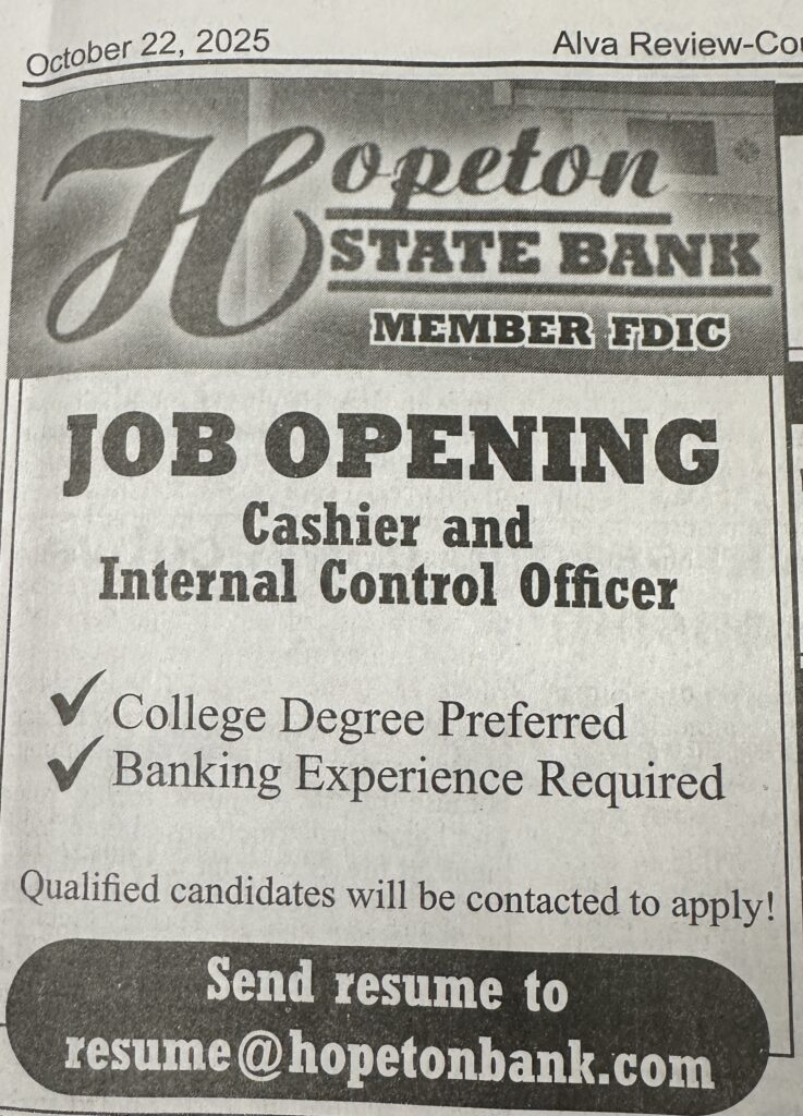 Hopeton State Bank ~ 10.22.25