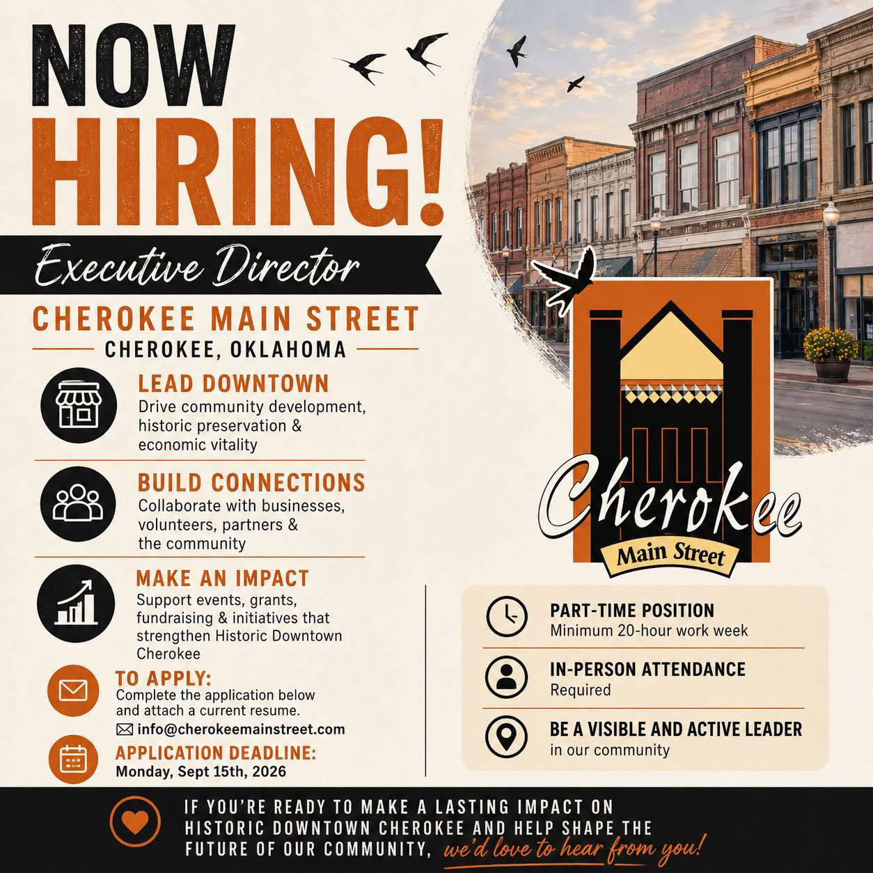 Cherokee Main Street Executive Director ~ 9.02.26