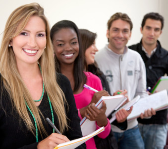 Students in a row